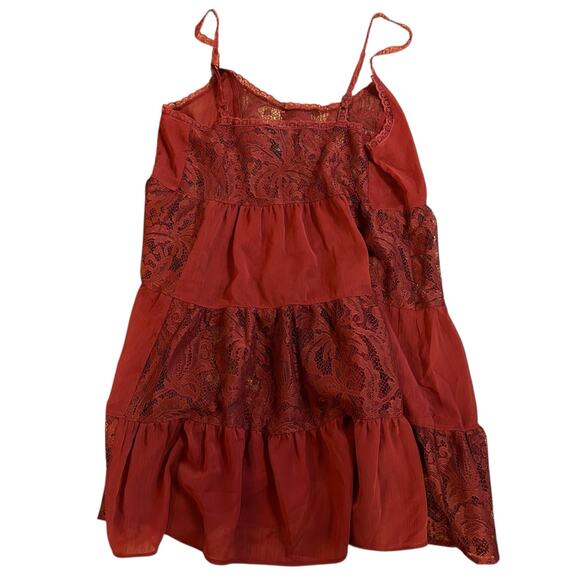 Forever 21 Y2K Style Red Lace Mini Slip Dress Sz Small Cottage Fairy Whimsigoth - Picture 3 of 3